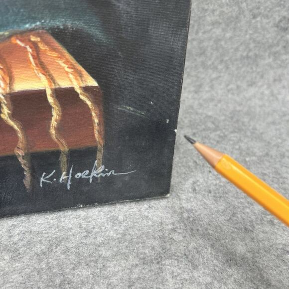 Vtg Southwestern Still Life Painting K. Hoskin Native American Pottery Blanket - Picture 8 of 11